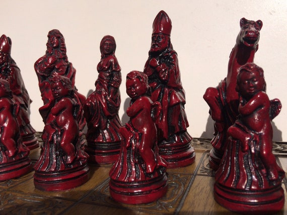 Large Chess Set - King Louis XIV Chess pieces - Gardens of Versailles  Baroque Chess theme - Chess pieces only - Made to order!!!