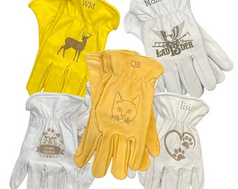 Personalized Leather Work Gloves: Engraved Gardening Gift