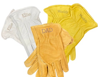 Engraved leather gardening gloves with name custom work gloves Christmas gift personalized gloves
