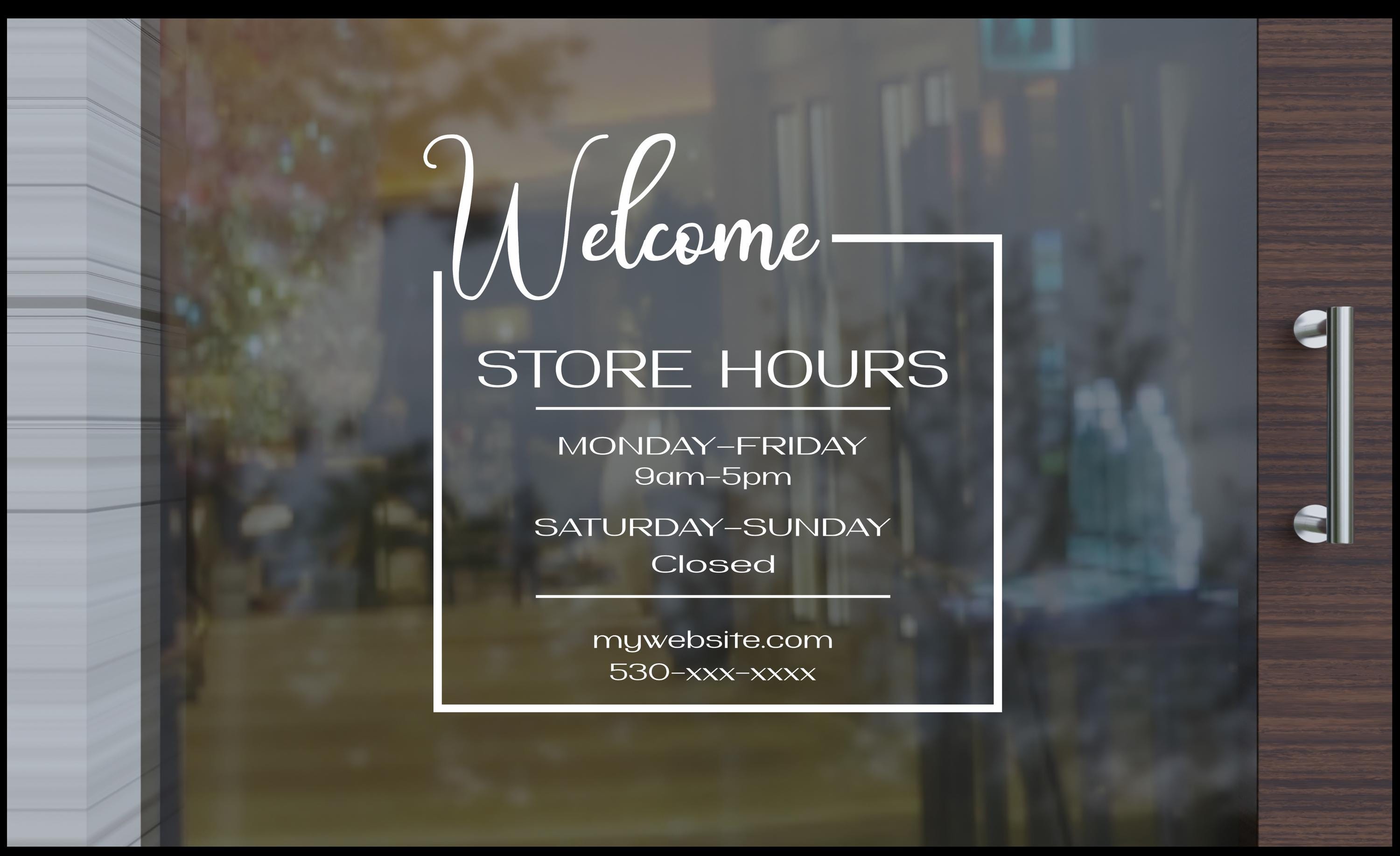 Custom Store Hours Decal: Business Window Sign - Etsy