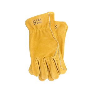 gloves with initials, gloves with name, personalized gloves, work gloves, engraved gloves, double palm leather work gloves, monogrammed gloves