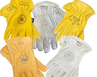 Personalized Leather Gardening Gloves: Engraved Garden Gift