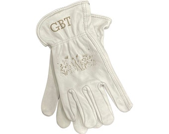 Personalized Leather Work Gloves: Engraved Cowhide Gardening Gift