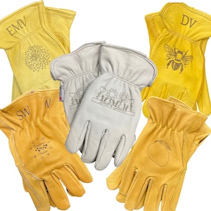 Personalized leather gardening glove garden custom leather work glove personalized gardening gift Christmas stocking stuffer engraved glove
