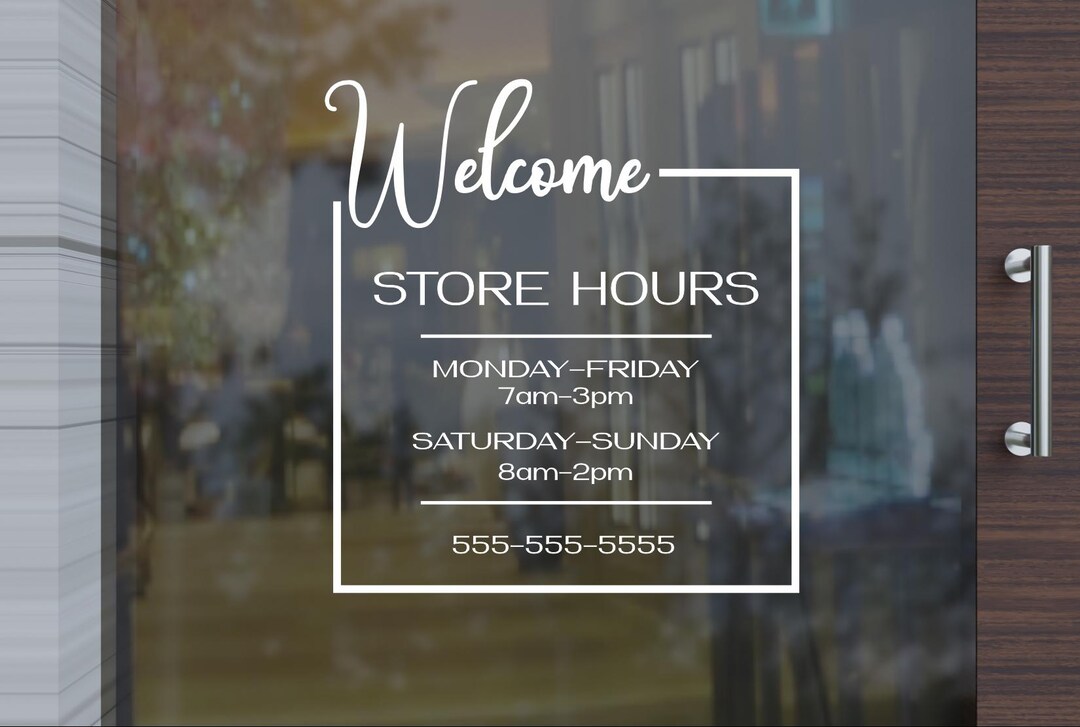 Custom Store Hours Sign: Vinyl Window Decal for Business - Etsy