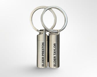 Oil vial LDS missionary priesthood holder elder missionary gift custom LDS oil vial keychain