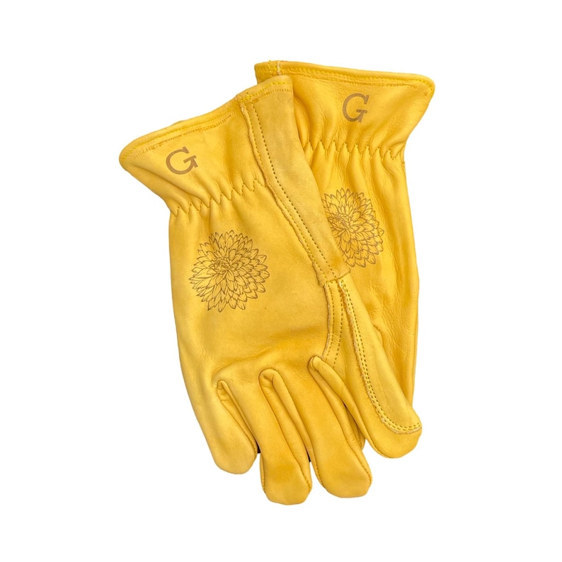 flowers on gloves, leather gloves, gardening gifts, garden gloves, work gloves, gloves with logos, engraved gloves, personalized gloves