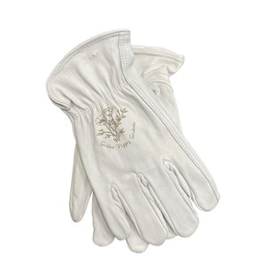 Personalized Goatskin Leather Work Gloves - Engraved Gardening Gift
