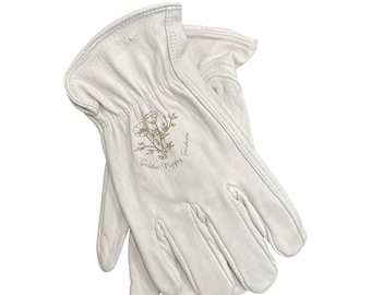 Personalized Goatskin Leather Work Gloves Engraved Gardening Gloves Christmas Gift