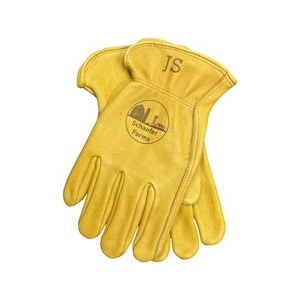 Gants de travail en cuir de daim personnalisés : gants de ferme et de ranch gravés