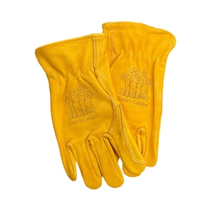 gardening gloves, personalized garden gloves, gloves with logo, leather gloves, engraved leather gloves, personalized gloves, work gloves, double palm cowhide gloves.