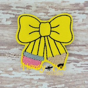 Glitter Vinyl  Felties, School Felties, Glitter School Felties, Teacher Felties, Pencil Bow Feltie, Pencil Bow felties