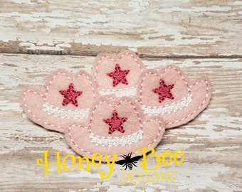 Cowgirl Hat Felties, Pink Cowgirl Hat Felties, Cowgirl Hat Felt Embellishments, Cowgirl Hat Bow Centers