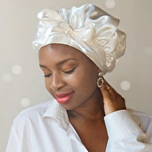 Adjustable Satin Sleep Bonnet with Ties, Handmade in Germany