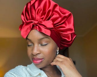 Adjustable Satin Sleep Bonnet with Ties