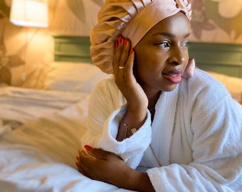 Luxuriöse 100% Maulbeerseide Schlafhaube 22 Momme | Seidenhaube zum Binden, verstellbar, zweiseitig | Seiden Bonnet| Geschenk für Frauen
