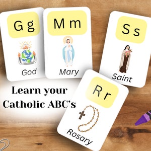 Cartes catholiques imprimables pour l'enseignement à domicile Cartes alphabet catholique Cartes catholiques ABC imprimables