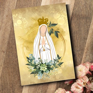 Tarjeta de cumpleaños de la Virgen María Tarjetas del Día de Todos los Santos Tarjetas de cumpleaños católicas imprimibles del Día de Todos los Santos Impresión artística de Nuestra Señora de Fátima