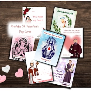 Catholic Valentine Cards Printable Valentine Cards Saint holy Cards Saint Valentine cards Catholic Bundle Valentines day cards Homeschool