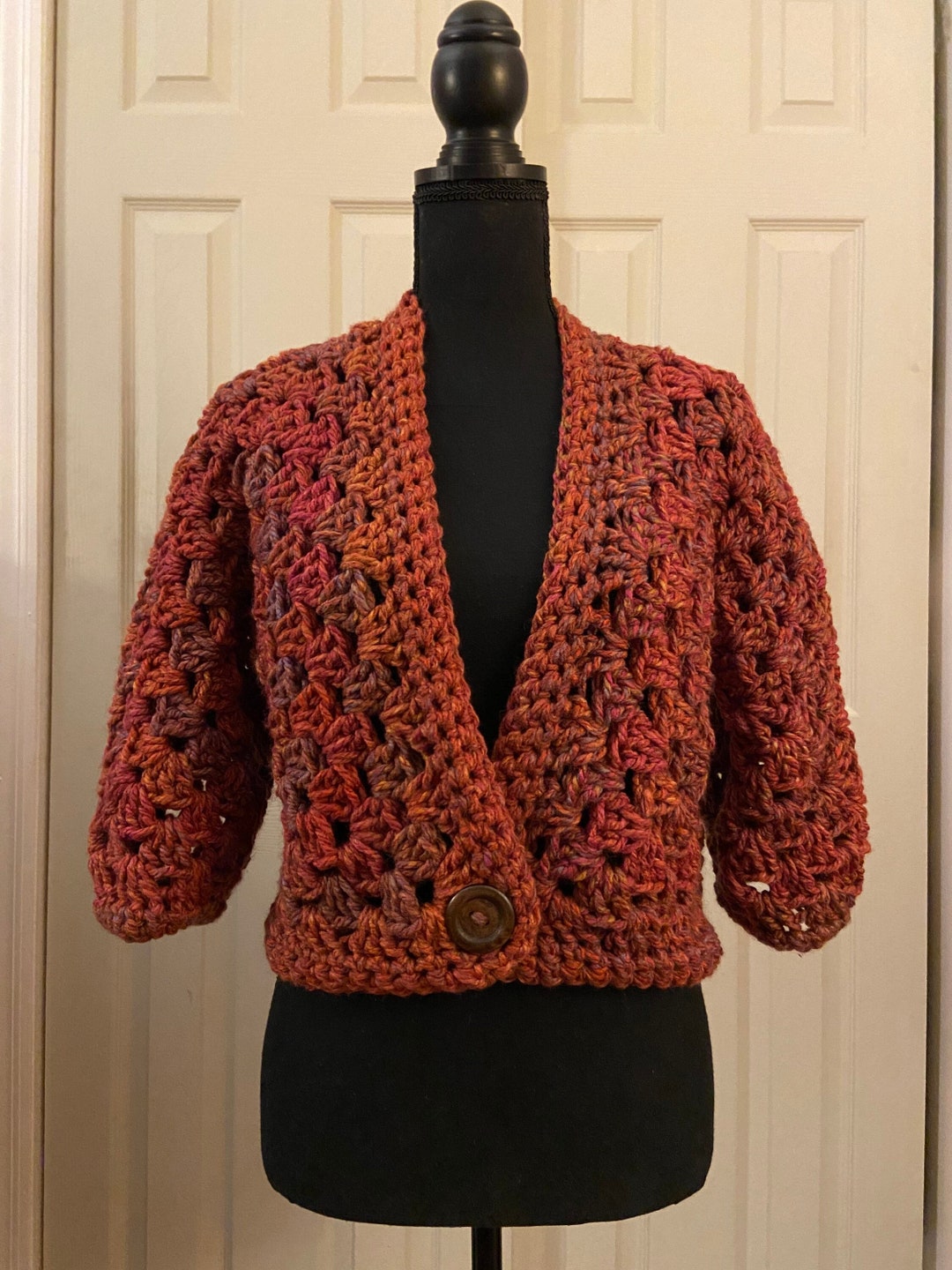 Granny Square Hexagon Cardigan Crochet Bolero Cherry Etsy