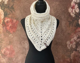 Cowl Triangle Scarf, Cream Fleck