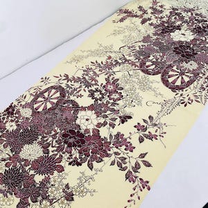 Unbenutzter Blumenwagen Jacquard Seide Vintage japanischer Kimono Stoff Panel authentische hohe Qualität RS53
