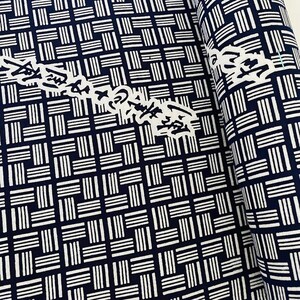 Blue Mosaic Kanji Cotton Yukata Bolt UnUsed By the Yard Japanese Kimono Fabric Authentic High Quality BCC