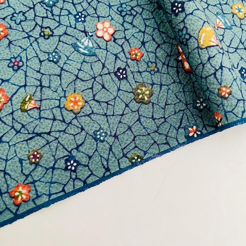 Frozen Water Vintage Silk Japanese Kimono Fabric Panel Traditional Authentic High Quality RT20