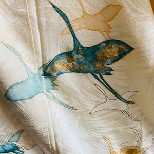 Exquisite Rinzu Jacquard Hand Painted LONG Silk Vintage Japanese Kimono ...