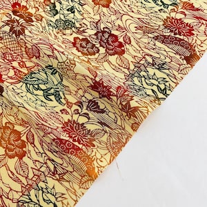 Abundant Fall Chirimen Silk Vintage Japanese Kimono Fabric Panel Authentic High Quality CH15