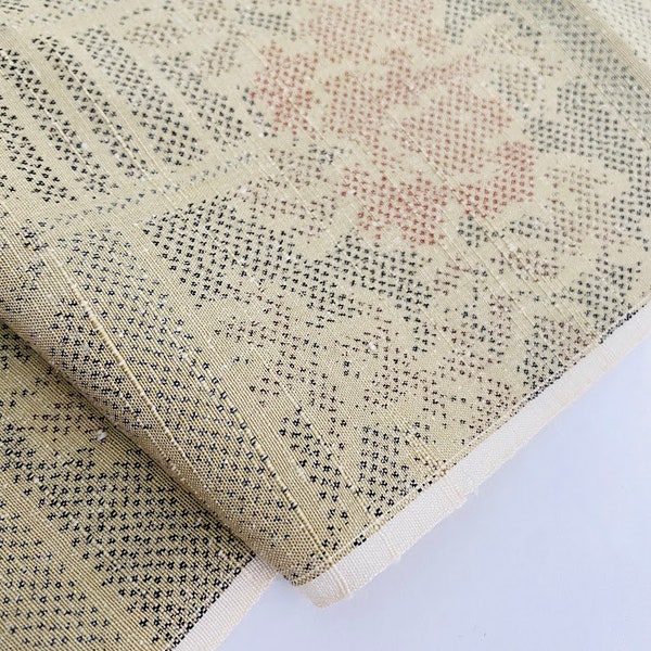 Beige Illusion Tsumugi Silk Vintage Japanese Kimono Fabric DIY Fabric Authentic Antique High Quality TF49