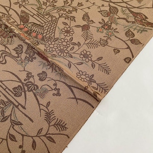 Panneau de tissu de kimono japonais vintage en soie chirimen crème caramel authentique de haute qualité CH39