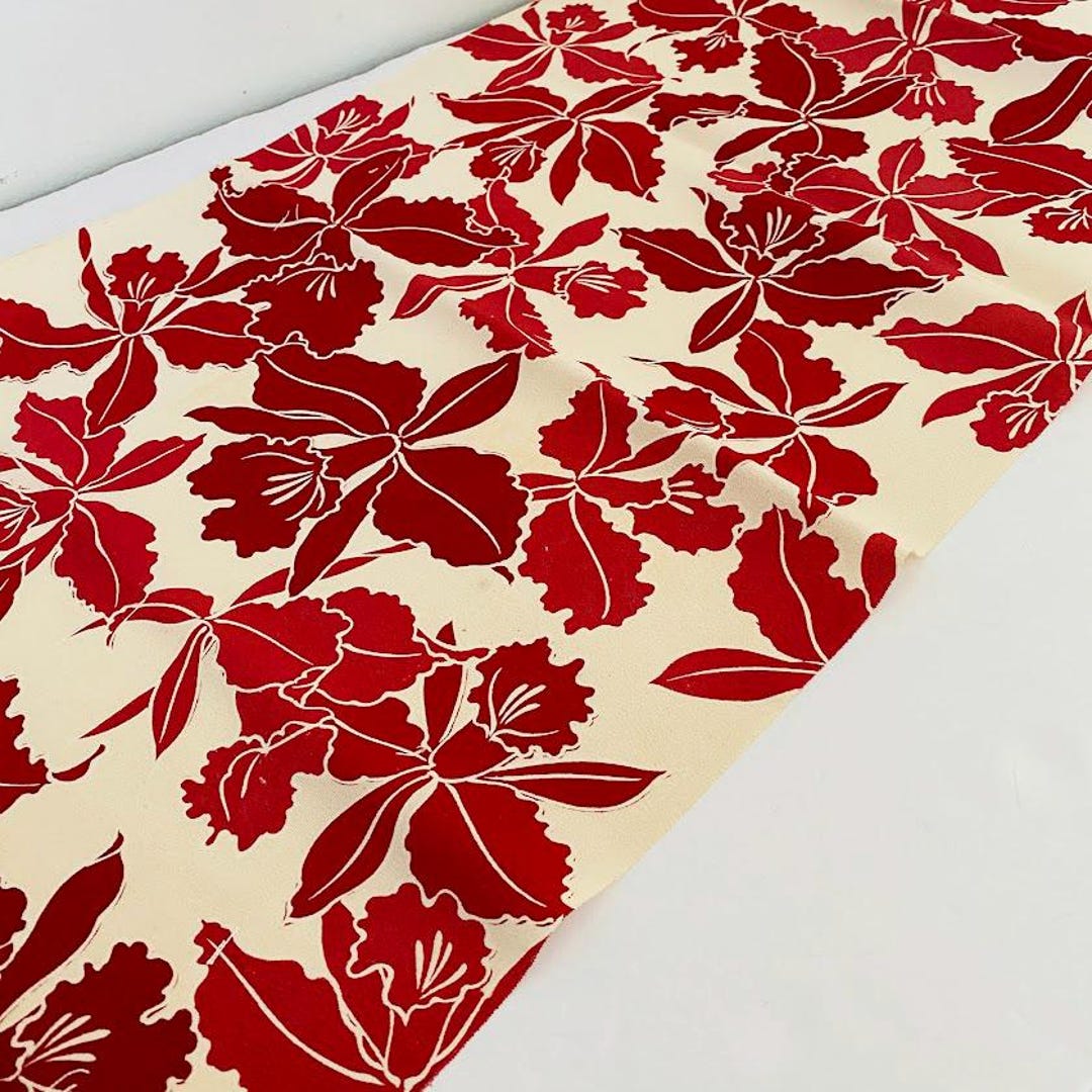 Magenta Red Vintage Silk Japanese Kimono Fabric Panel Traditional ...