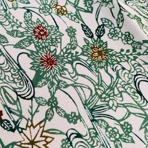 Panneau de tissu vert chirimen soie vintage kimono japonais authentique haute qualité CJ20