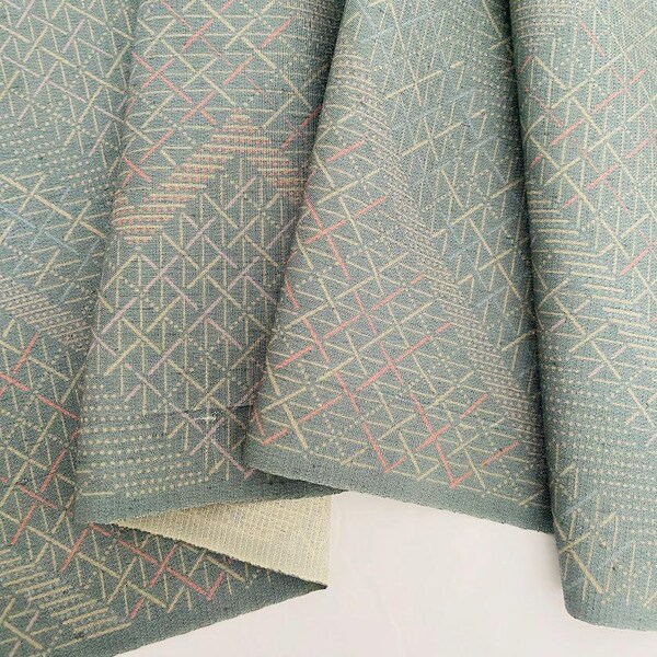 Varm salvia vintage jacquard siden traditionell japansk kimono tygpanel autentisk hög kvalitet RT43