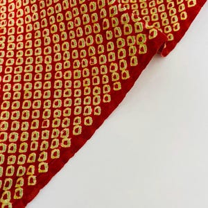 Orange Papaya Hand Shibori Tie Dyed Silk Kanoko Vintage Japanese Kimono Fabric Panel Authentic SE39