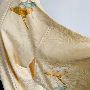 Exquisite Rinzu Jacquard Hand Painted LONG Silk Vintage Japanese Kimono ...