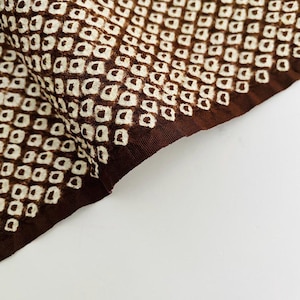 Chestnut Hand Shibori Tie Dyed Silk Kanoko Vintage Japanese Kimono Fabric Panel Authentic SE71