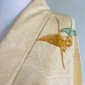 Exquisite Rinzu Jacquard Hand Painted LONG Silk Vintage Japanese Kimono ...