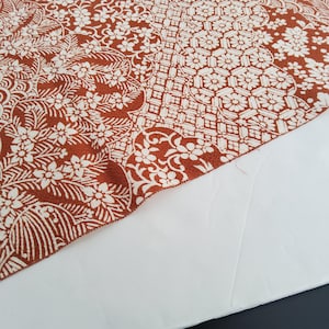 Panneau de tissu kimono japonais vintage en soie chirimen terre cuite authentique haute qualité CH73