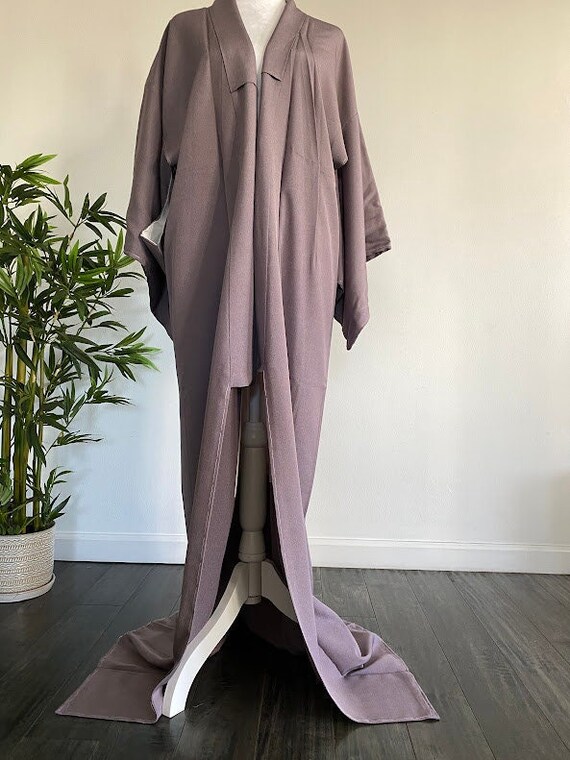 UnUsed Plant Dyed Mauve Edo Komon LONG Silk Vintag