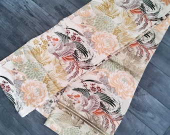 Emperor Bird, Maru Obi, Taisho Roman, Obi Silk, Authentic Obi, Obi Belt, Silk Sash, Tapestry, Table Runner, Wall Decor 503