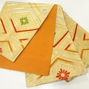 Light Gold, Fukuro Obi, Obi Silk, Japanese Kimono Fabric, Authentic Obi, Obi Belt, Silk Sash, Tapestry, Table Runner, Wall Decor FO