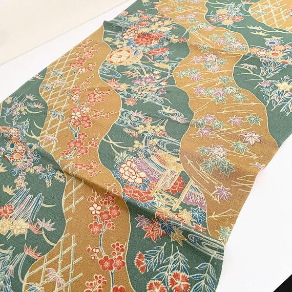 Gone with the Flow Chirimen Silk Vintage Japanese Kimono Fabric Panel CJ90