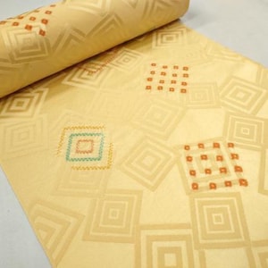 Tissu jacquard teint shibori jaune pastel non utilisé par mètre tissu kimono japonais authentique de haute qualité BS80