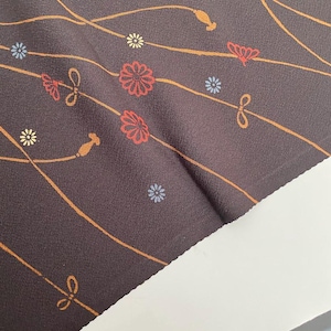 Panneau de tissu de kimono japonais vintage en soie chirimen ruban moka authentique haute qualité CH3