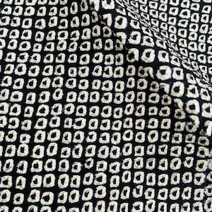 Black Dots Hand Shibori Tie Dyed Silk Kanoko Vintage Japanese Kimono Fabric Panel Authentic SE64