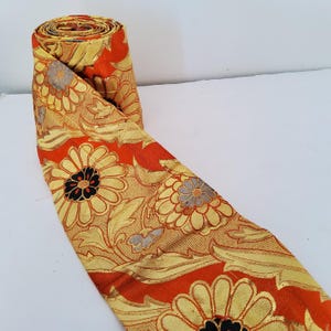 Golden Orange, Hanhaba Obi, Obi, Japanese Kimono Fabric, Authentic Obi, Obi Belt, Wool Sash, Tapestry, Table Runner, Wall Decor H84