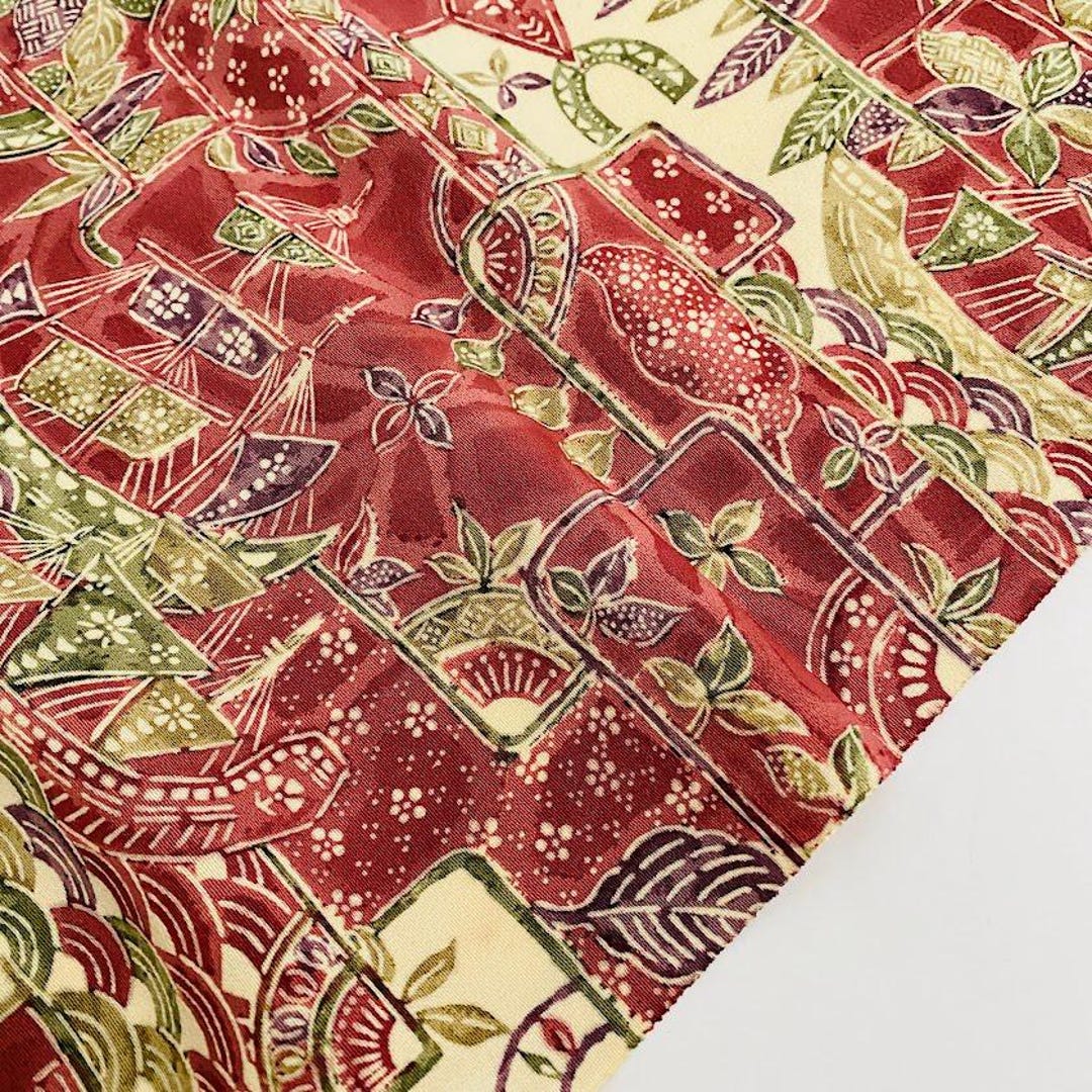 Magenta Boat Vintage Silk Japanese Kimono Fabric Panel Authentic High ...