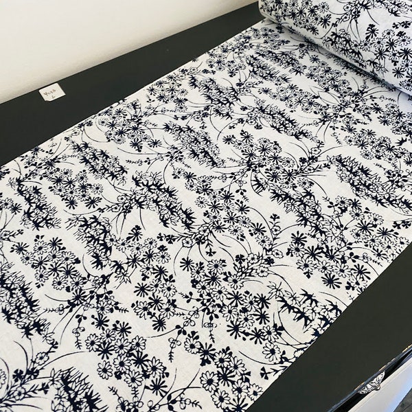 Navy Ikigai Cotton Yukata Bolt UnUsed By the Yard Japanese Kimono Fabric Authentic High Quality BC56